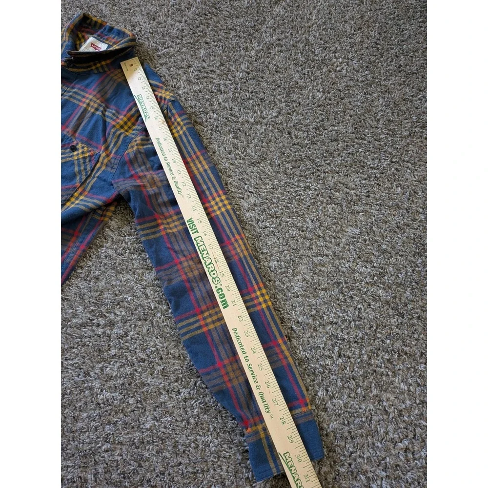 Levi's‎ 2-Pocket Flannel Shirt Button Up Long Sleeve Medium Blue Yellow Red